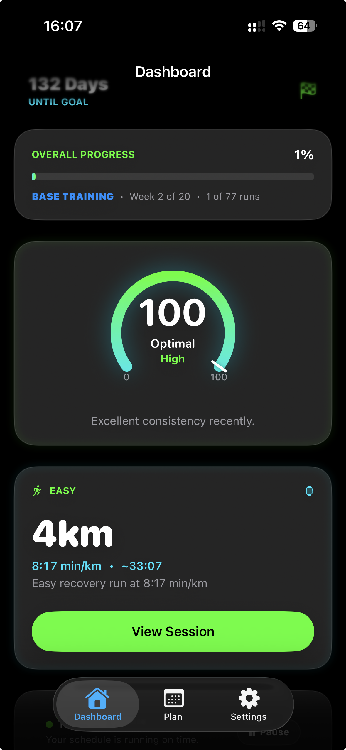 RunOrithm App Dashboard Screenshot